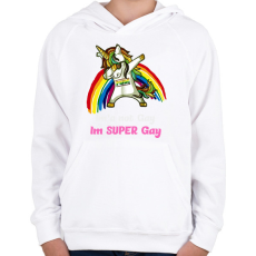 PRINTFASHION im'a not gay - Gyerek kapucnis pulóver - Fehér