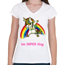 PRINTFASHION im'a not gay - Női V-nyakú póló - Fehér női póló