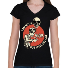 PRINTFASHION Im not a Zombie - Női V-nyakú póló - Fekete női póló