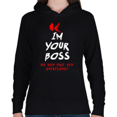 PRINTFASHION IM YOUR BOSS - Női kapucnis pulóver - Fekete