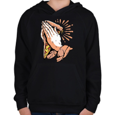 PRINTFASHION Ima a pizzáért - Gyerek kapucnis pulóver - Fekete gyerek pulóver, kardigán