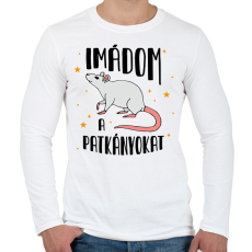 PRINTFASHION Imádom a patkányokat - Férfi hosszú ujjú póló - Fehér