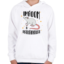 PRINTFASHION Imádom a patkányokat - Gyerek kapucnis pulóver - Fehér gyerek pulóver, kardigán