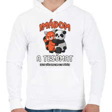 PRINTFASHION Imádom a tesómat... - Férfi kapucnis pulóver - Fehér férfi pulóver, kardigán