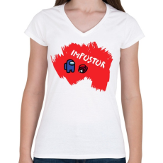 PRINTFASHION Impostor - Among us - Női V-nyakú póló - Fehér