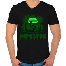 PRINTFASHION IMPOSTOR-GREEN - Férfi V-nyakú póló - Fekete