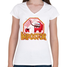 PRINTFASHION Impostor - Shhhhh! - Női V-nyakú póló - Fehér