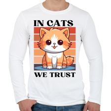 PRINTFASHION In Cats We Trust - Férfi hosszú ujjú póló - Fehér férfi póló
