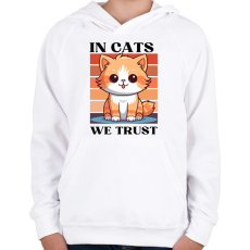 PRINTFASHION In Cats We Trust - Gyerek kapucnis pulóver - Fehér
