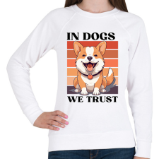 PRINTFASHION In Dogs We Trust - Női pulóver - Fehér női pulóver, kardigán