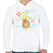 PRINTFASHION In the mood for Balaton - Férfi kapucnis pulóver - Fehér férfi pulóver, kardigán