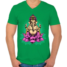 PRINTFASHION Indiai istenség - Férfi V-nyakú póló - Zöld férfi póló