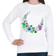 PRINTFASHION Indiai nyakék, színes - Női pulóver - Fehér női pulóver, kardigán