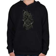 PRINTFASHION Indián koponya - Gyerek kapucnis pulóver - Fekete
