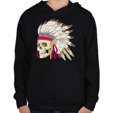 PRINTFASHION Indián koponya  - Gyerek kapucnis pulóver - Fekete