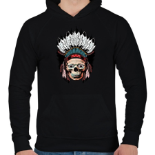 PRINTFASHION indian skull - Férfi kapucnis pulóver - Fekete férfi pulóver, kardigán