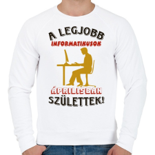 PRINTFASHION Informatikus férfi szülinapja április - Férfi pulóver - Fehér férfi pulóver, kardigán