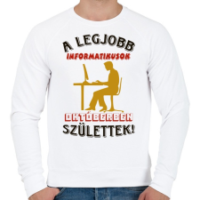 PRINTFASHION Informatikus férfi szülinapja október - Férfi pulóver - Fehér férfi pulóver, kardigán