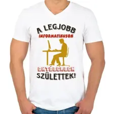PRINTFASHION Informatikus férfi szülinapja október - Férfi V-nyakú póló - Fehér férfi póló