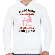 PRINTFASHION Informatikus nő szülinapja április - Férfi kapucnis pulóver - Fehér férfi pulóver, kardigán