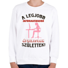 PRINTFASHION Informatikus nő szülinapja április - Gyerek pulóver - Fehér gyerek pulóver, kardigán