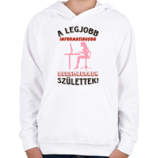 PRINTFASHION Informatikus nő szülinapja december - Gyerek kapucnis pulóver - Fehér