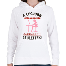 PRINTFASHION Informatikus nő szülinapja január - Női kapucnis pulóver - Fehér női pulóver, kardigán