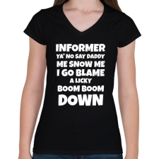 PRINTFASHION INFORMER SNOW DALSZÖVEG - Női V-nyakú póló - Fekete női póló