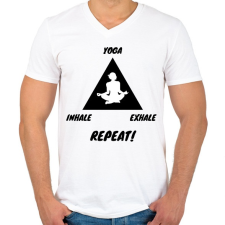 PRINTFASHION Inhale Exhale Repeat - Férfi V-nyakú póló - Fehér férfi póló