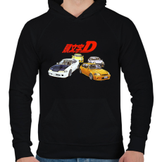 PRINTFASHION Initial D - Férfi kapucnis pulóver - Fekete