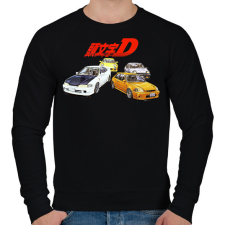 PRINTFASHION Initial D - Férfi pulóver - Fekete férfi pulóver, kardigán