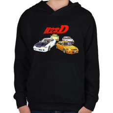 PRINTFASHION Initial D - Gyerek kapucnis pulóver - Fekete