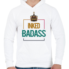 PRINTFASHION Inked Badass - Férfi kapucnis pulóver - Fehér férfi pulóver, kardigán