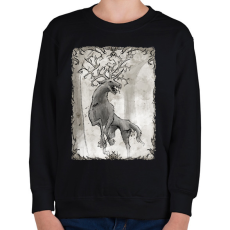 PRINTFASHION Inktober 2025 - A szörnyszarvas - Gyerek pulóver - Fekete