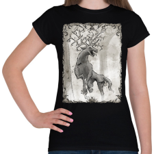 PRINTFASHION Inktober 2025 - A szörnyszarvas - Női póló - Fekete női póló
