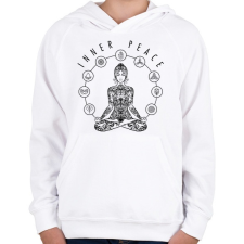 PRINTFASHION Inner Peace - Benső béke - Gyerek kapucnis pulóver - Fehér gyerek pulóver, kardigán
