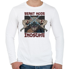 PRINTFASHION Inosuke Beast Mode - Férfi hosszú ujjú póló - Fehér férfi pulóver, kardigán