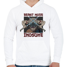 PRINTFASHION Inosuke Beast Mode - Férfi kapucnis pulóver - Fehér férfi pulóver, kardigán