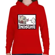 PRINTFASHION Inosuke - Női kapucnis pulóver - Piros női pulóver, kardigán