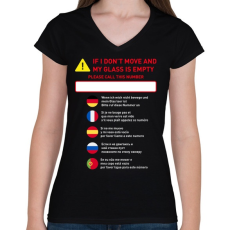 PRINTFASHION Instructions - Női V-nyakú póló - Fekete