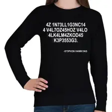 PRINTFASHION Intelligencia - Stephen Hawking - Női pulóver - Fekete női pulóver, kardigán