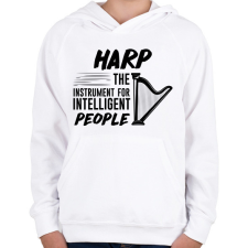 PRINTFASHION Intelligens emberek hangszere - Hárfa - Gyerek kapucnis pulóver - Fehér gyerek pulóver, kardigán