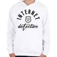 PRINTFASHION Internet detektív - Gyerek kapucnis pulóver - Fehér gyerek pulóver, kardigán