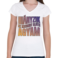 PRINTFASHION Internet előtti agyam - Női V-nyakú póló - Fehér