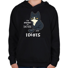 PRINTFASHION Intolerant to idiots - Gyerek kapucnis pulóver - Fekete gyerek pulóver, kardigán