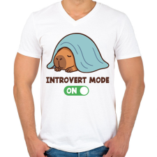 PRINTFASHION Introvert mode - Férfi V-nyakú póló - Fehér férfi póló