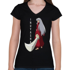 PRINTFASHION Inuyasha Anime - Női V-nyakú póló - Fekete női póló