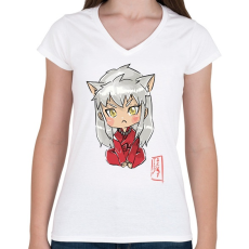 PRINTFASHION Inuyasha - Női V-nyakú póló - Fehér