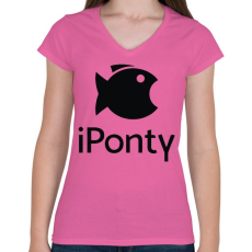 PRINTFASHION Iponty - Női V-nyakú póló - Rózsaszín