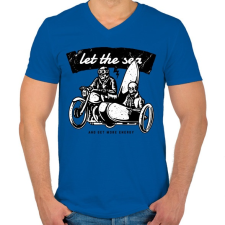 PRINTFASHION Irány a tenger!  - Férfi V-nyakú póló - Királykék férfi póló
